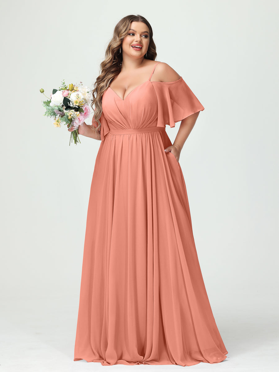 Ysolde Coral front view bridesmaid dress