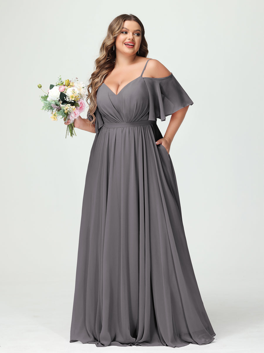 Ysolde Steel Grey front view bridesmaid dress