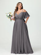 Ysolde Steel Grey front view bridesmaid dress