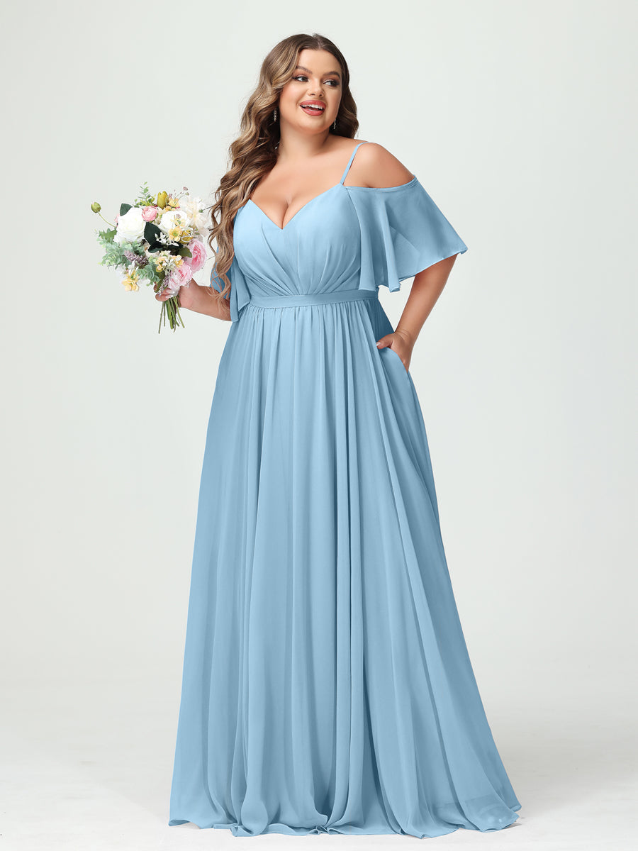 Ysolde Sky Blue side view bridesmaid dress