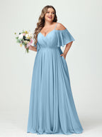 Ysolde Sky Blue side view bridesmaid dress