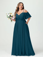 Ysolde Teal front view bridesmaid dress