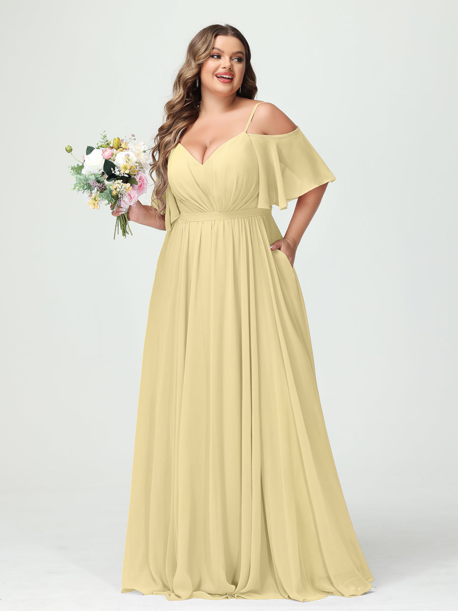 Ysolde Yellow front view bridesmaid dress
