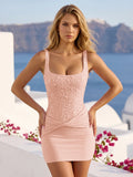 Fiora Blush front view homecoming dress
