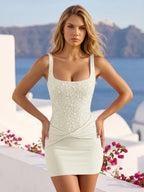 Fiora Ivory front view homecoming dress