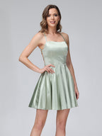 Marielle sage green hem detail homecoming dress