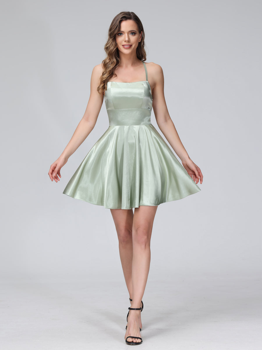 Marielle sage green side view homecoming dress