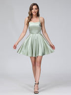 Marielle sage green side view homecoming dress
