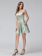 Marielle sage green fabric detail homecoming dress