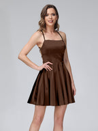 Marielle brown front view homecoming dress