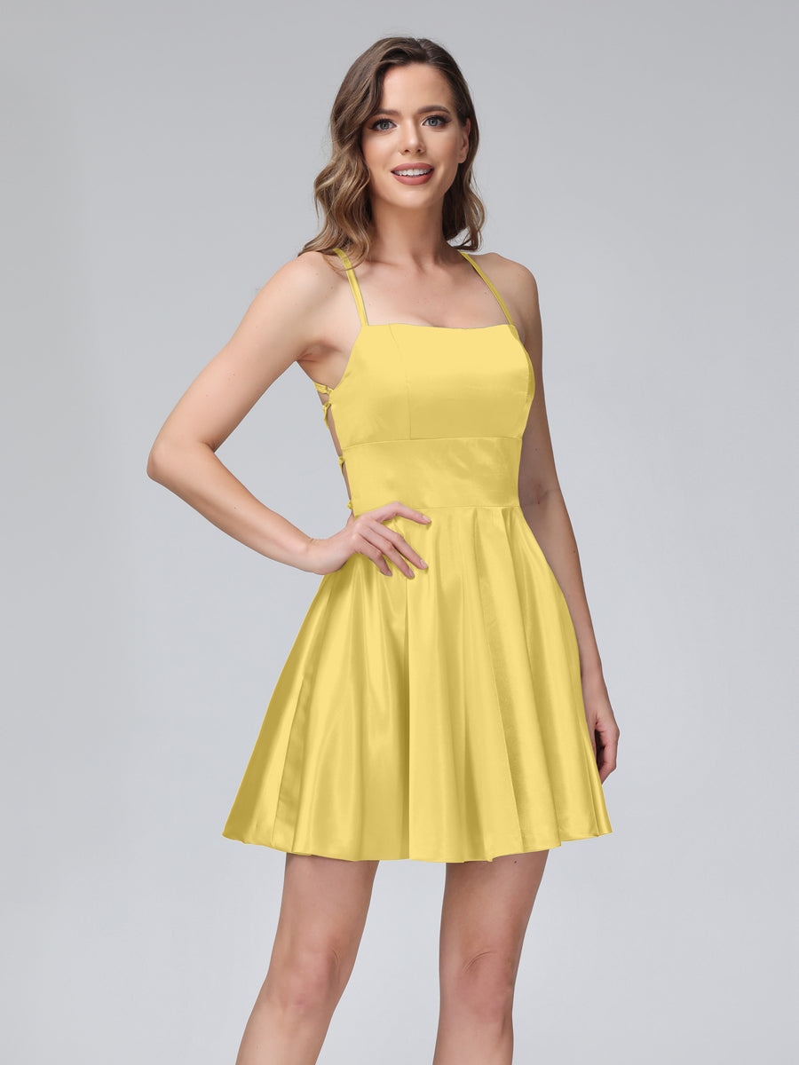 Marielle gold front view homecoming dress