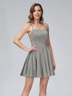 Marielle steel grey front view homecoming dress