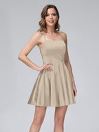 Marielle taupe front view homecoming dress