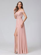 Kerensa Blush bodice detail bridesmaid dress
