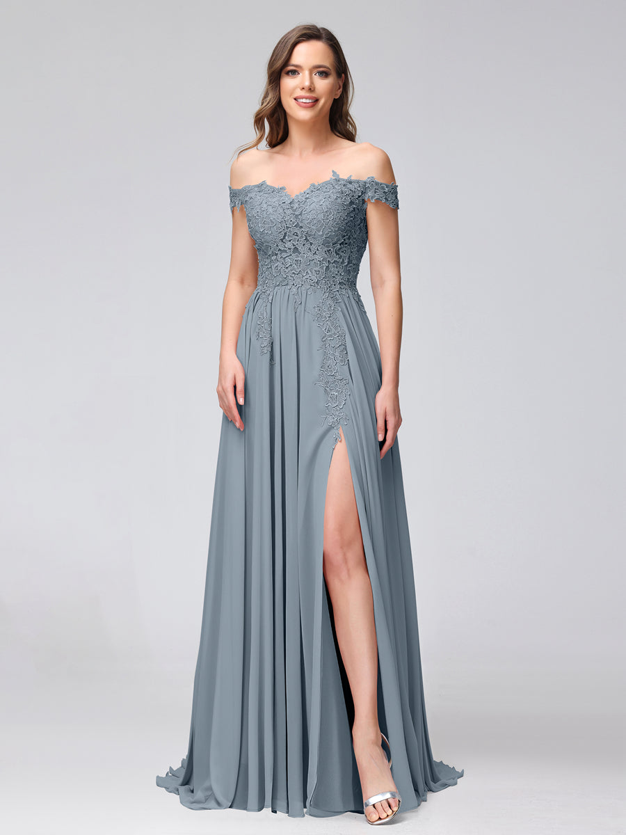 Kerensa Dusty Blue front view bridesmaid dress