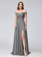 Kerensa Grey front view bridesmaid dress