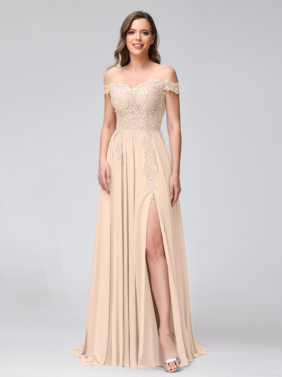 Kerensa Champagne front view bridesmaid dress