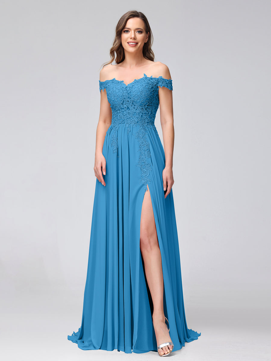 Kerensa Ocean Blue front view bridesmaid dress