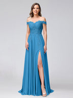 Kerensa Ocean Blue front view bridesmaid dress