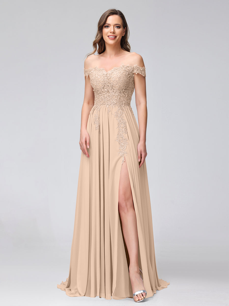 Kerensa Peach front view bridesmaid dress