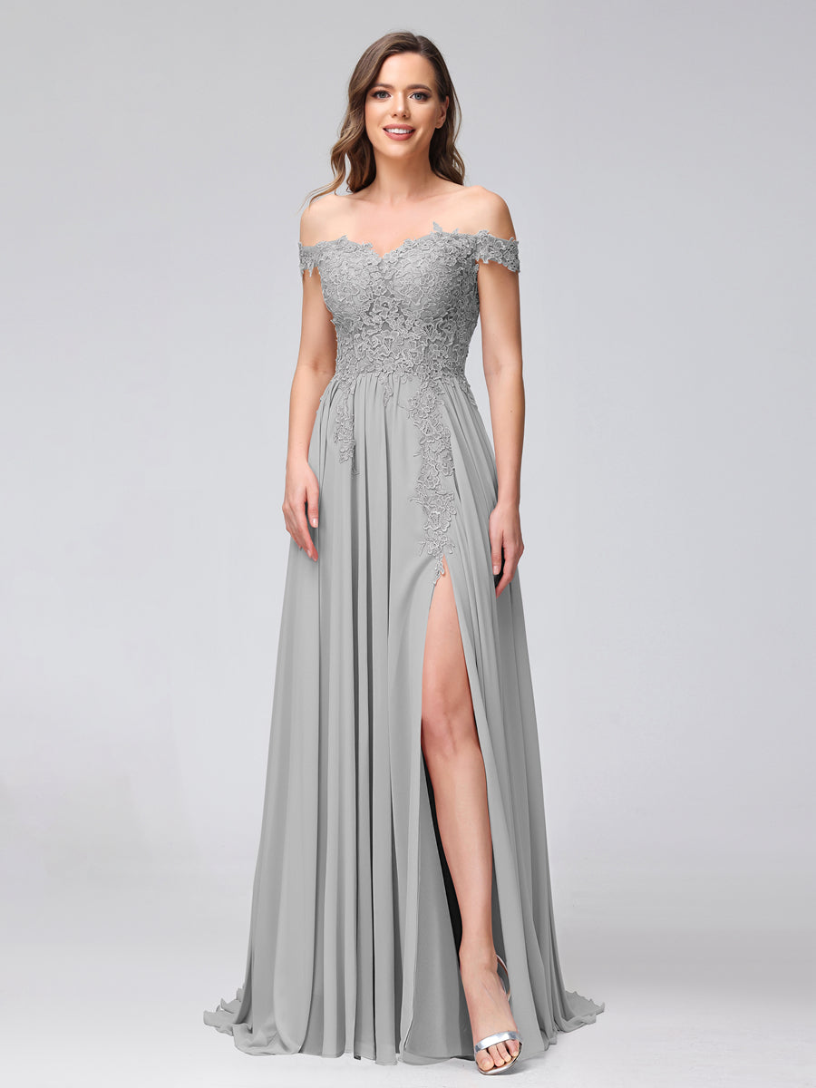 Kerensa Silver front view bridesmaid dress
