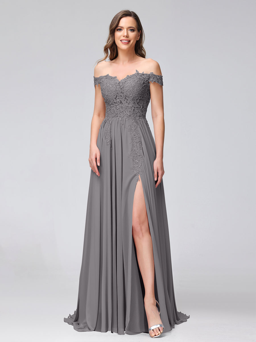 Kerensa Steel Grey front view bridesmaid dress