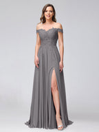 Kerensa Steel Grey front view bridesmaid dress