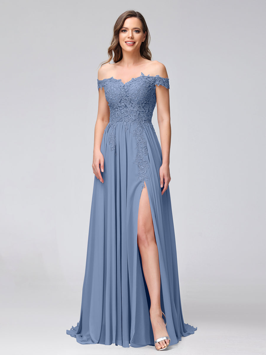 Kerensa Steel Blue front view bridesmaid dress