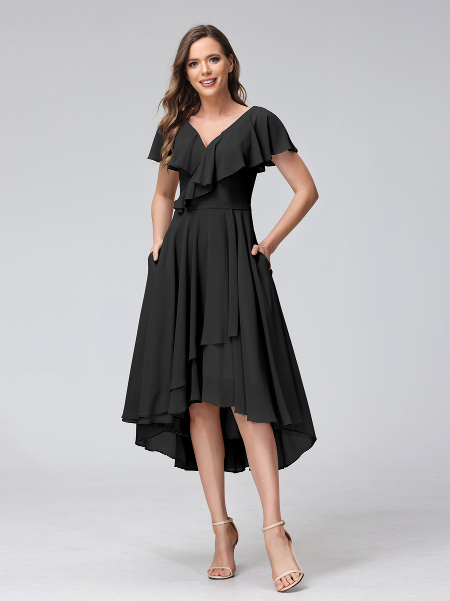 Celestine Black front view bridesmaid dress