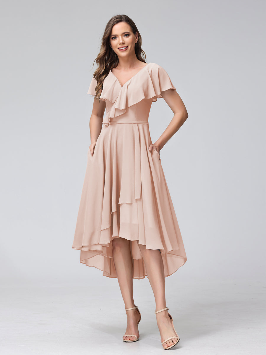 Celestine Blush front view bridesmaid dress