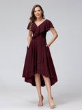Felicity Rose Burgundy front view wedding guest dress