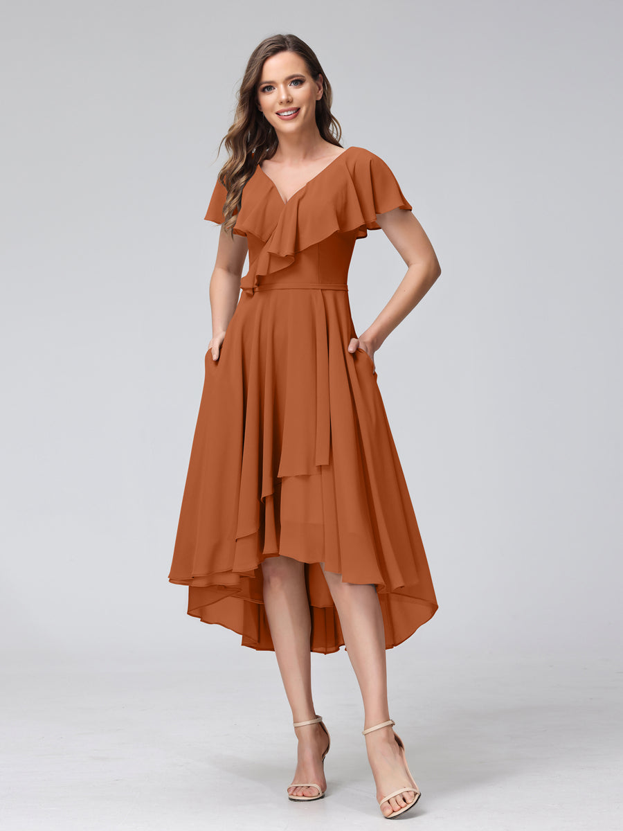 Celestine Burnt Orange front view bridesmaid dress