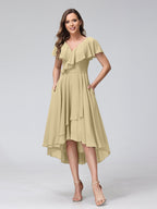 Felicity Rose Champagne back view wedding guest dress
