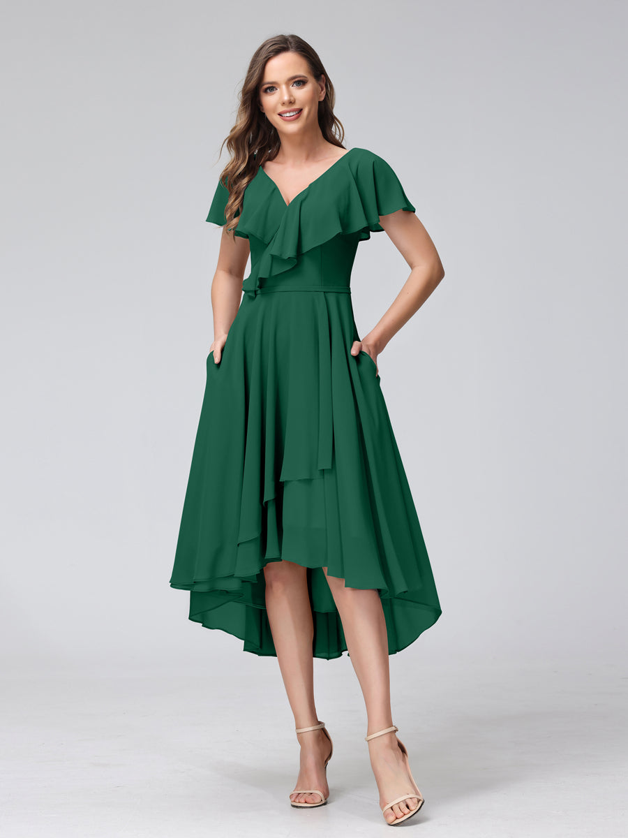 Felicity Rose Hunter Green front view wedding guest dress