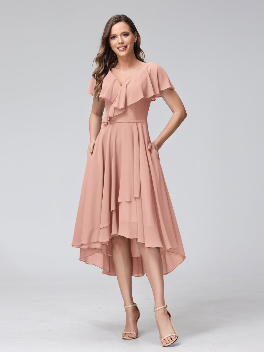 Felicity Rose Dusty Rose front view wedding guest dress