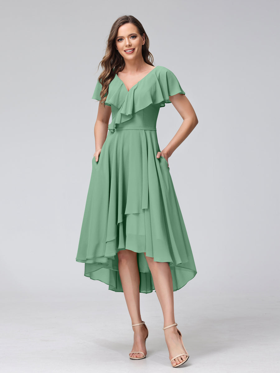 Felicity Rose Eucalyptus front view wedding guest dress