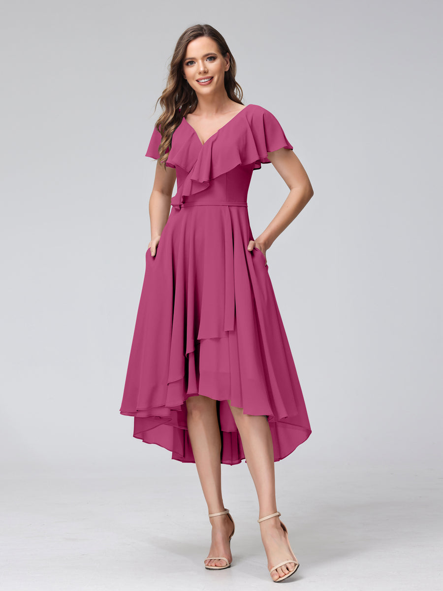 Celestine Fuchsia back view bridesmaid dress