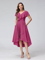 Felicity Rose Fuchsia back view wedding guest dress