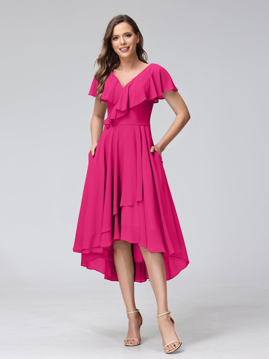 Celestine Fuchsia front view bridesmaid dress
