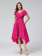 Felicity Rose Fuchsia front view wedding guest dress