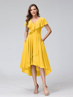 Celestine Gold back view bridesmaid dress