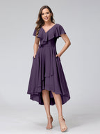Felicity Rose Grape front view wedding guest dress
