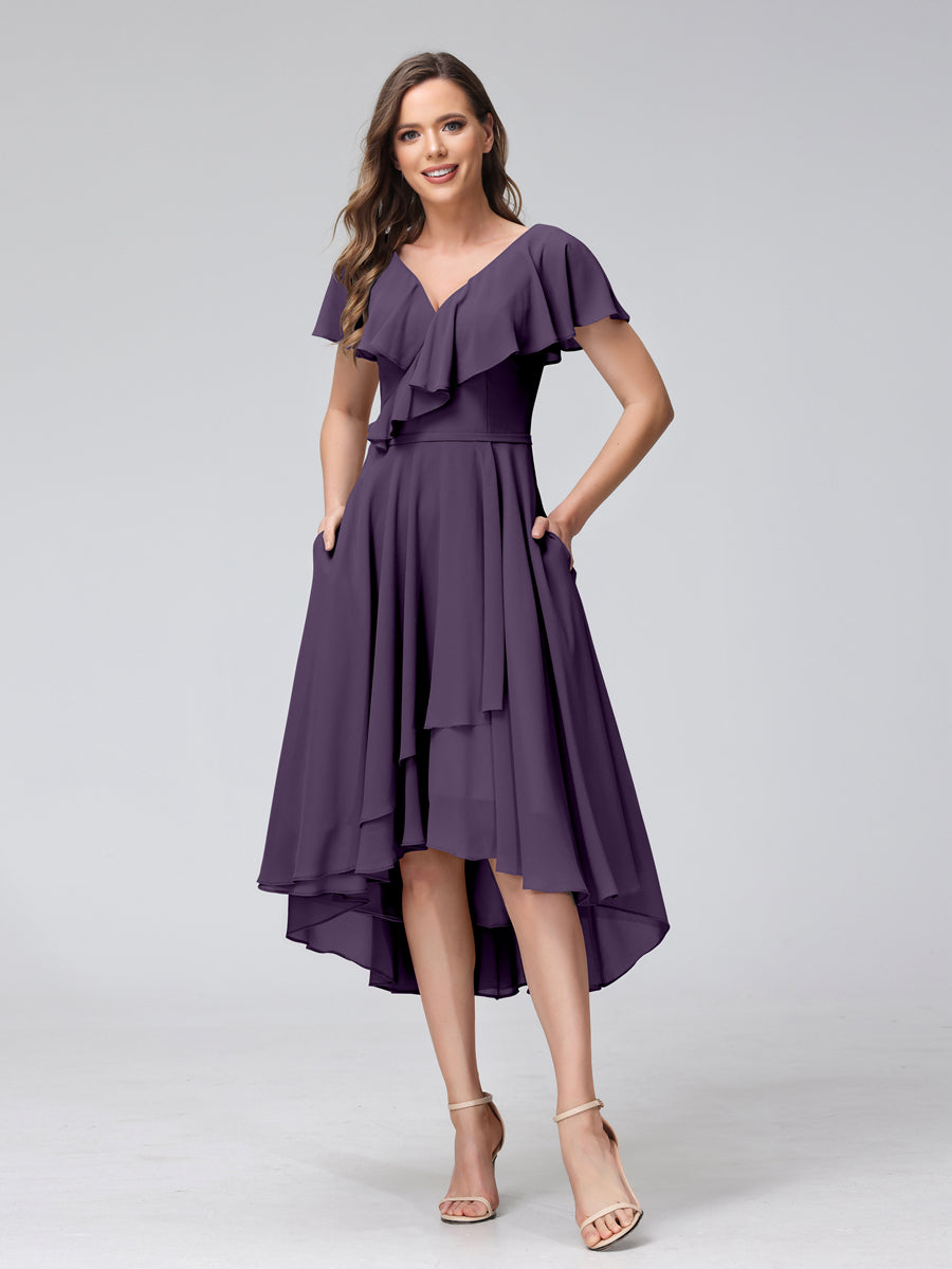 Felicity Rose Grape front view wedding guest dress