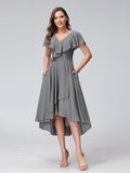Celestine Grey front view bridesmaid dress