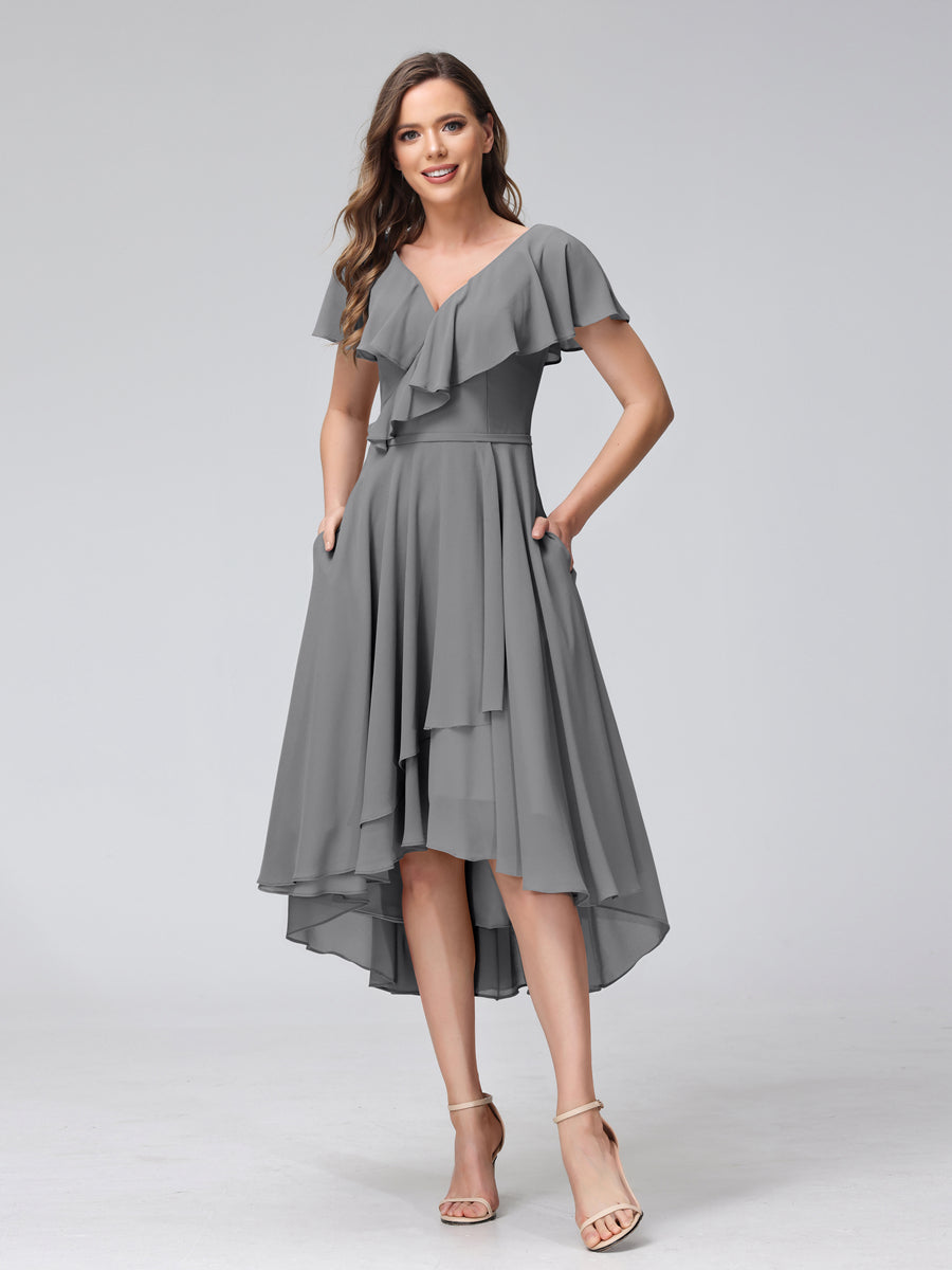 Felicity Rose Grey front view wedding guest dress