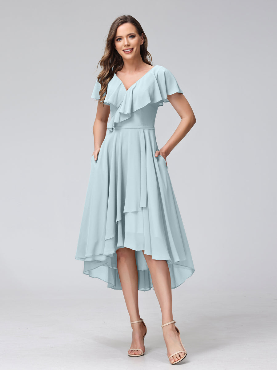 Felicity Rose Sky Blue front view wedding guest dress