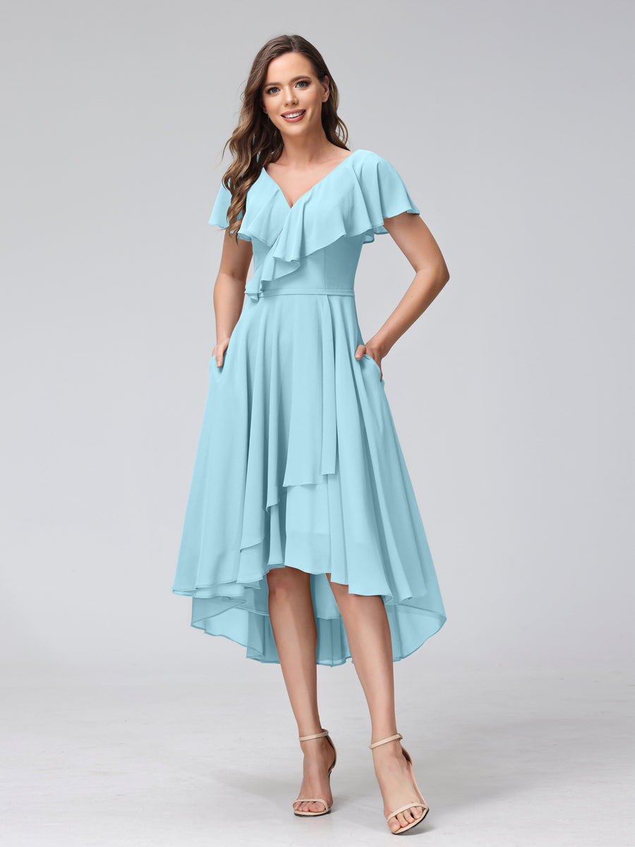 Celestine Sky Blue back view bridesmaid dress