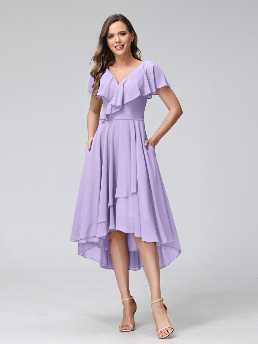 Celestine Lilac front view bridesmaid dress