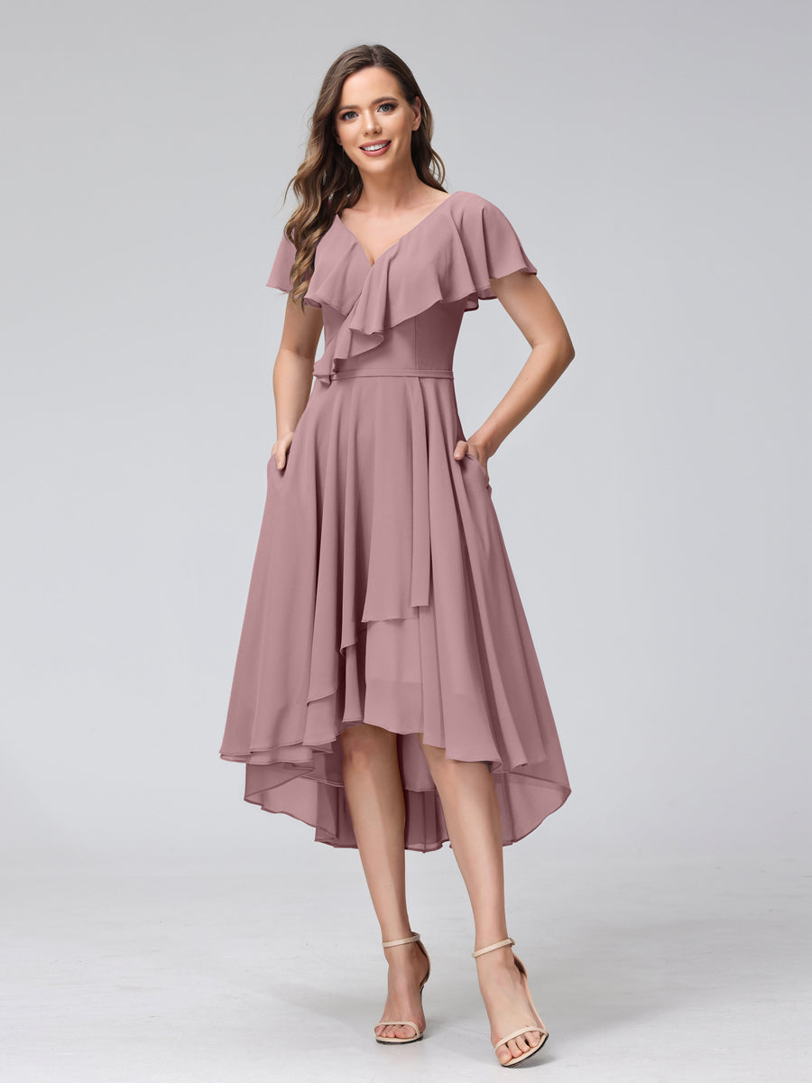 Celestine Mauve front view bridesmaid dress
