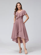 Celestine Mauve front view bridesmaid dress